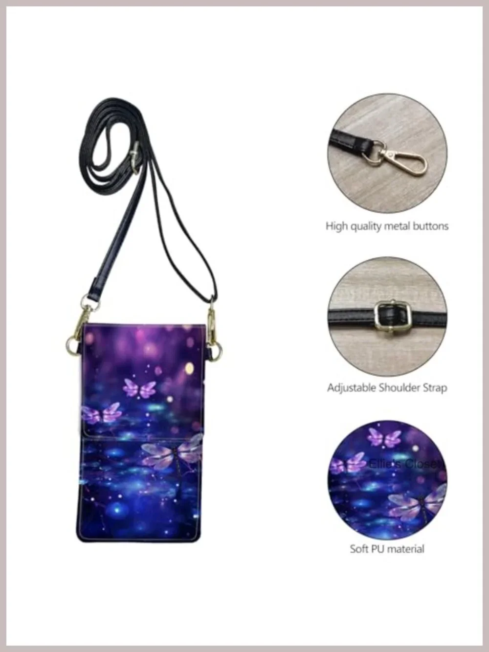 Faux Leather Mini Crossbody Phone Purse with Touch Screen Window